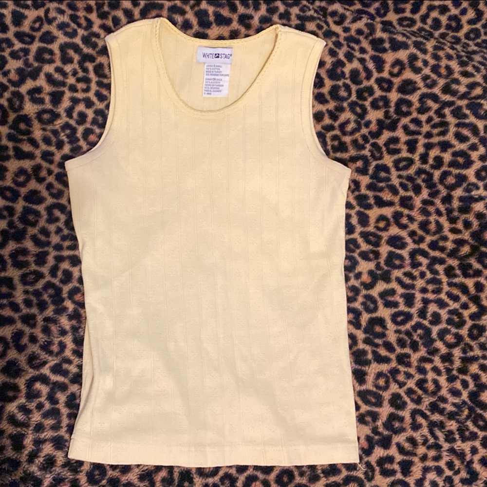 Butter Yellow Sleeveless Top with Pointelle design Size S fits like M